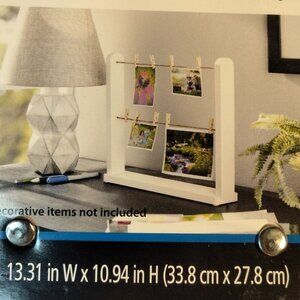 Desk Photo Display White Wood Picture Clips Twine Hanger Photography Mainstays